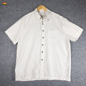 Milano Bay Button-Up Shirt White Short Sleeve Collared Men's Size Large